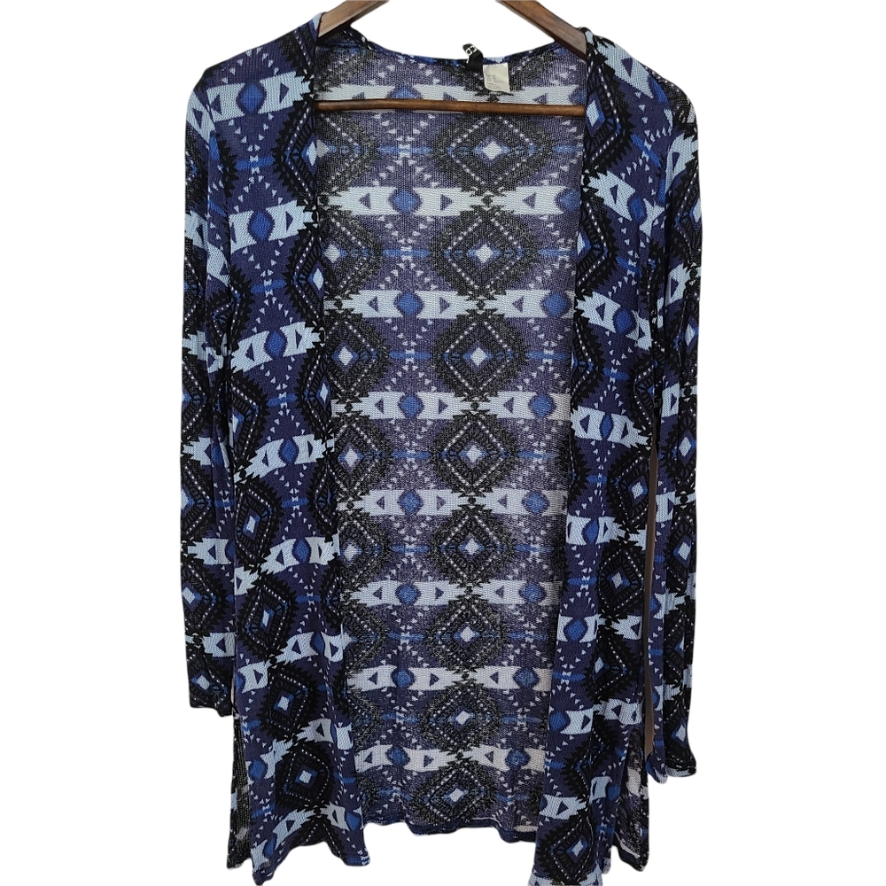 Divided Blue Aztek Open Front Cardigan XS